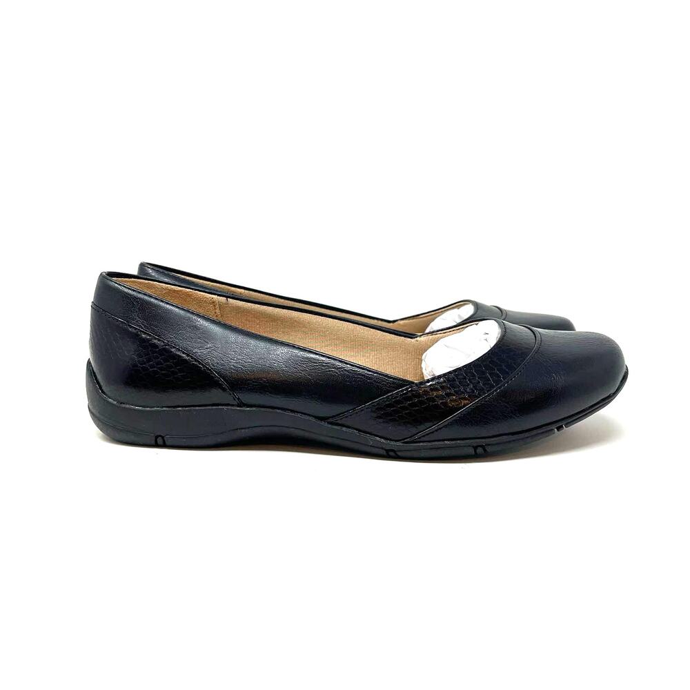 Life Stride DeJa Vu Black Flats Size 9W NIB